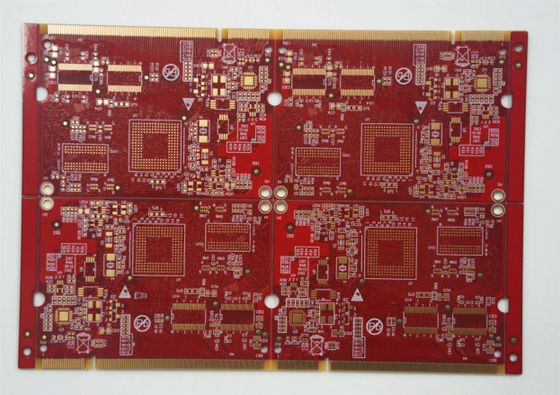 Good price FR4 Tg135 1.0mm 6 Layer Rigid PCB with ENIG Gold Finger 40U'' Red Soldermask and Surface Finish online